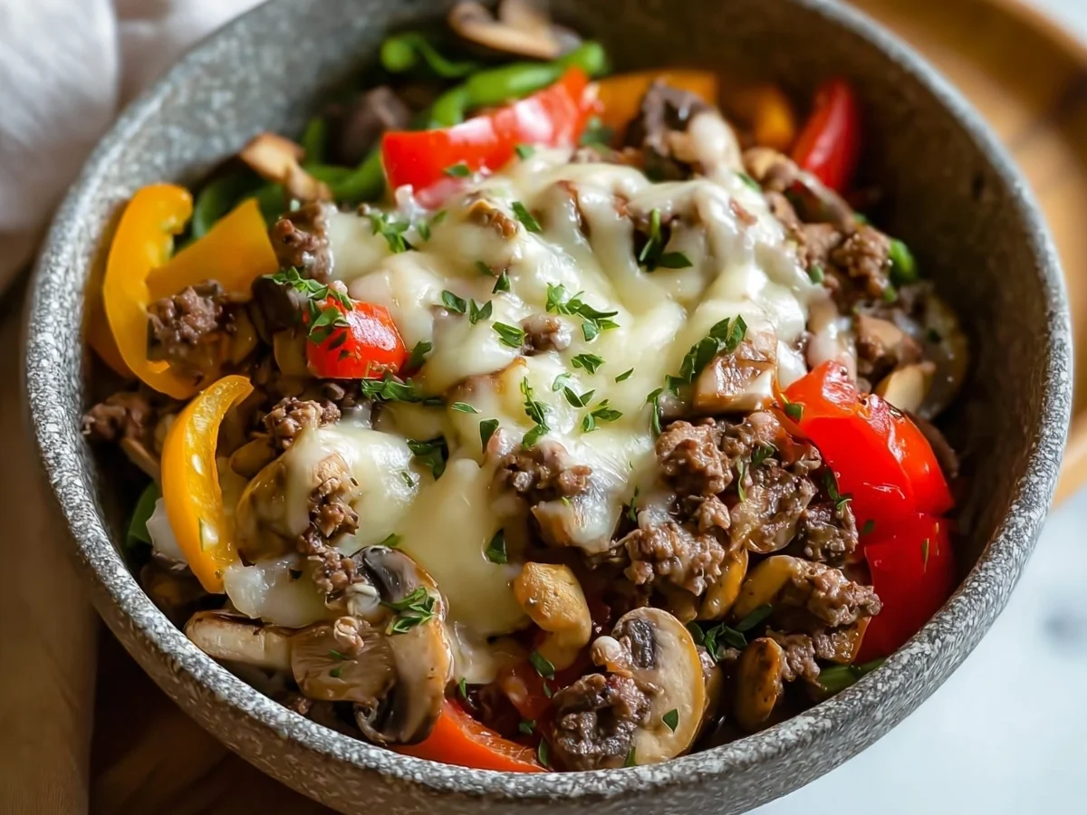 30-Minute Ground Beef Philly Cheesesteak Bowl - Image 2