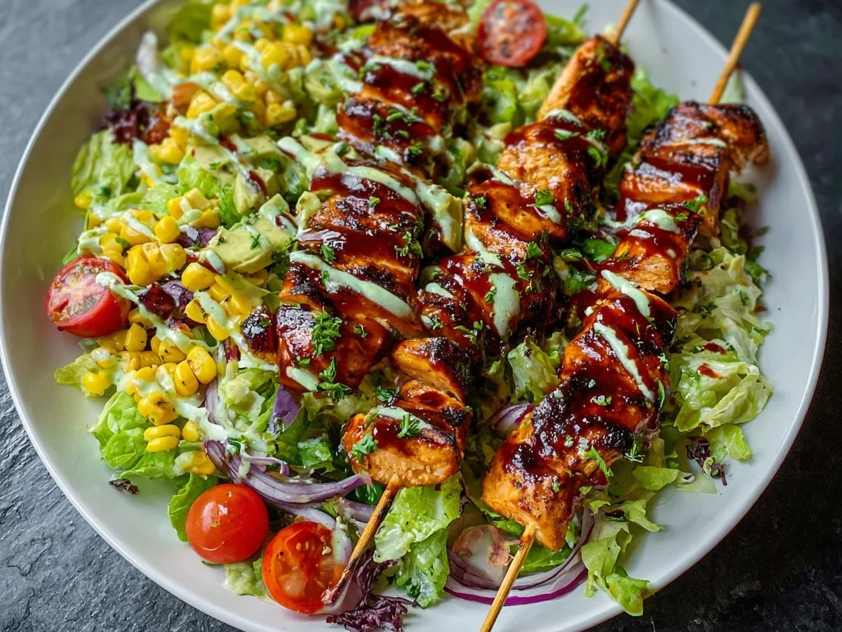 BBQ Chicken Skewer Salad with Creamy Avocado Dressing - Image 2