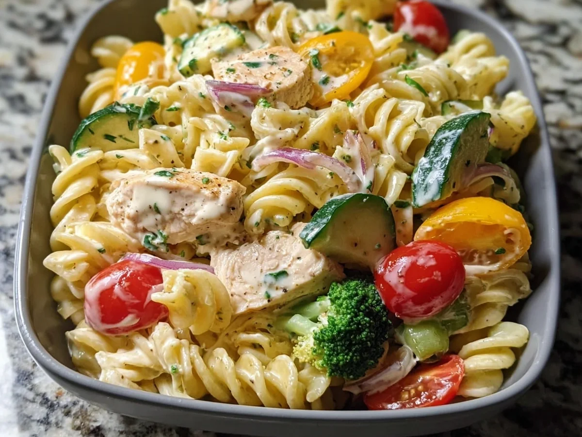 Creamy Ranch Protein Pasta Salad for Easy Meal Prep - Image 2