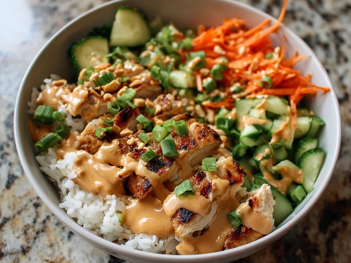 Creamy Thai Peanut Chicken Buddha Bowl Recipe - Image 1