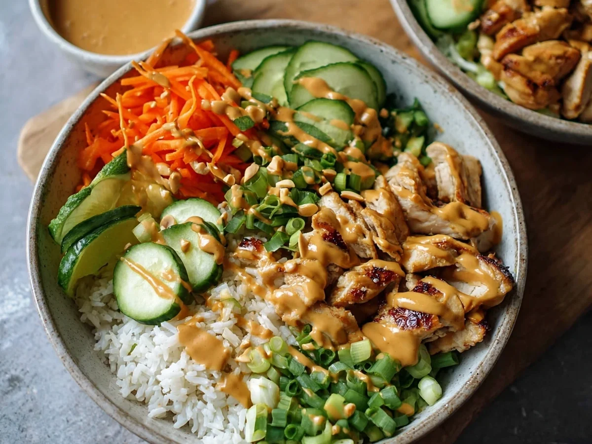 Creamy Thai Peanut Chicken Buddha Bowl Recipe - Image 2