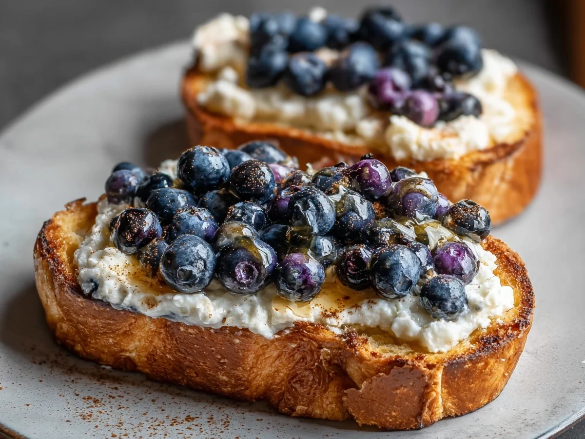 Crispy Air Fryer Blueberry Cottage Cheese Toast Recipe - Image 1