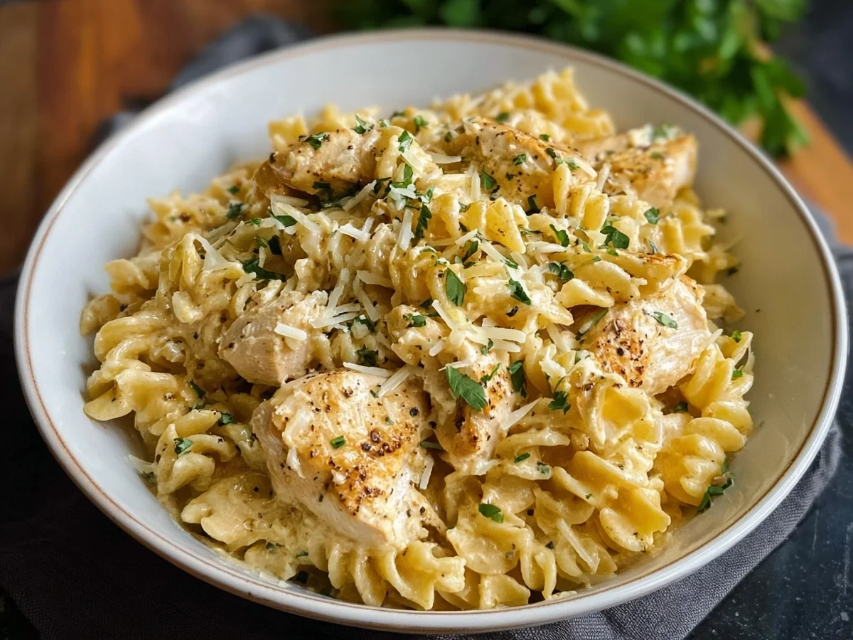 Crockpot Garlic Parmesan Chicken Pasta | High Protein - Image 1