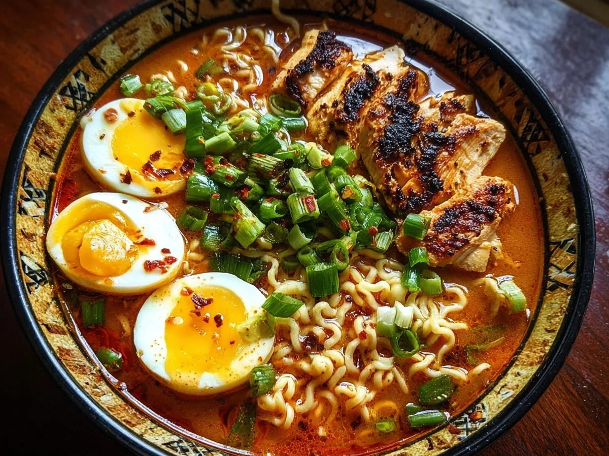 Fiery Chicken Ramen with Spicy Garlic Broth - Image 1
