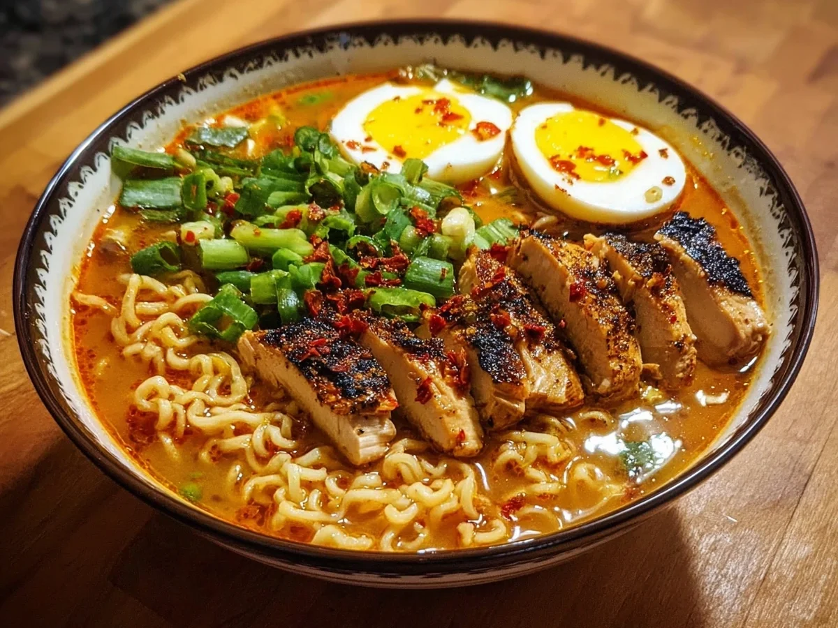 Fiery Chicken Ramen with Spicy Garlic Broth - Image 2