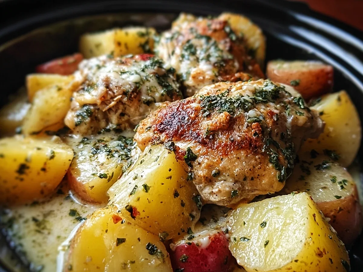 Garlic Parmesan Crockpot Chicken & Potatoes Recipe - Image 1