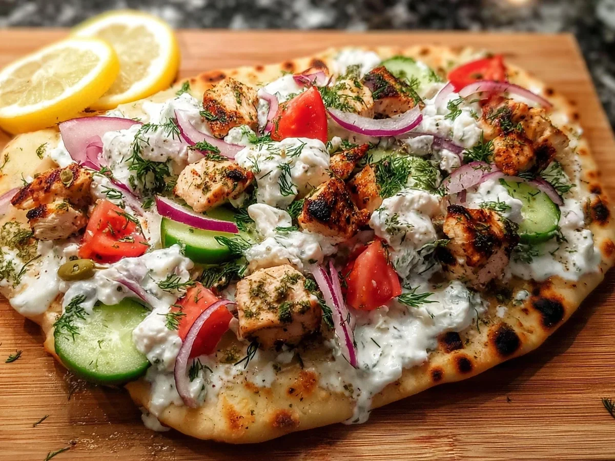 Greek Chicken Flatbread: High Protein Quick Dinner - Image 2