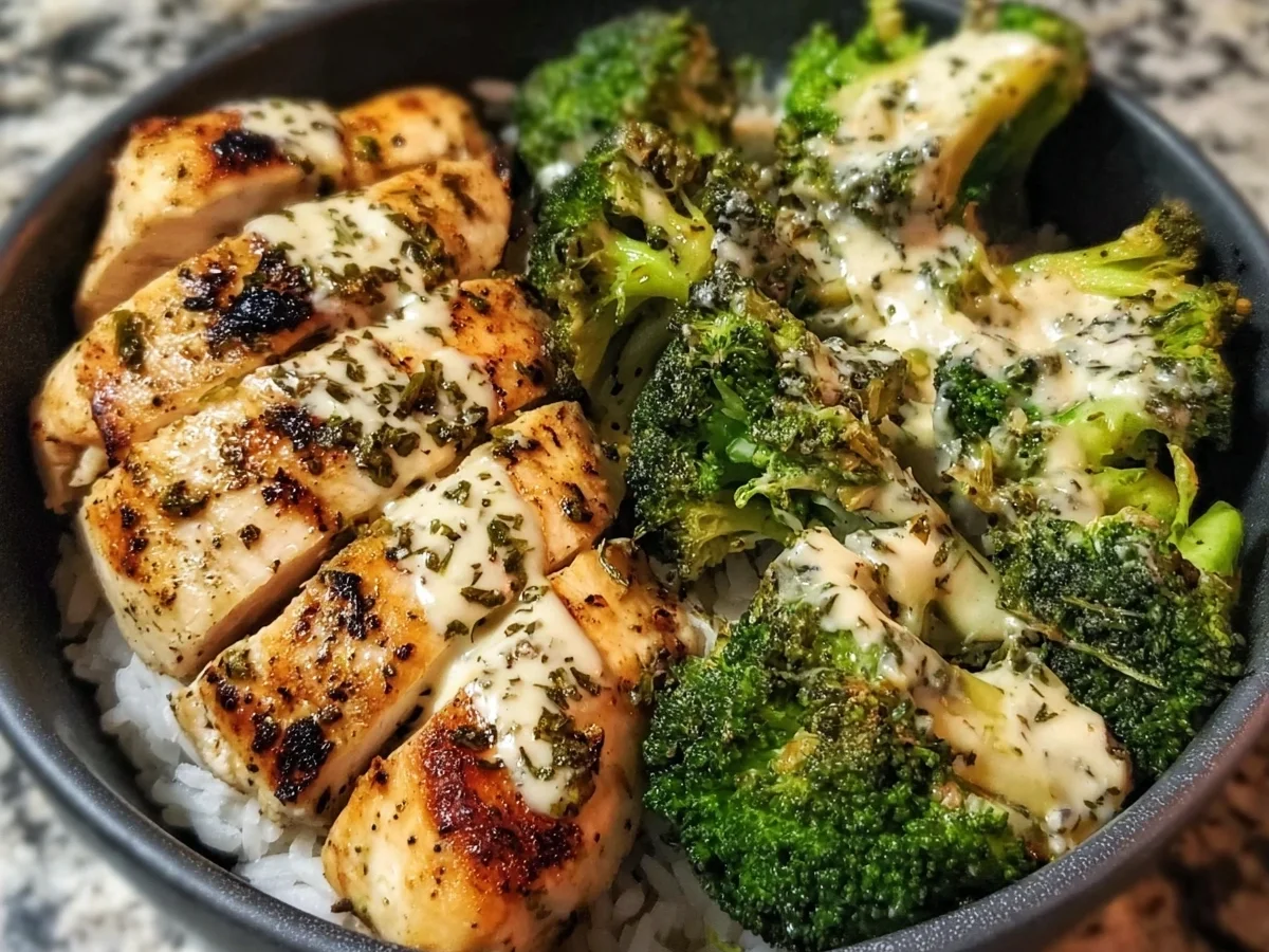 Grilled Chicken Broccoli Bowls with Creamy Garlic Sauce - Image 2