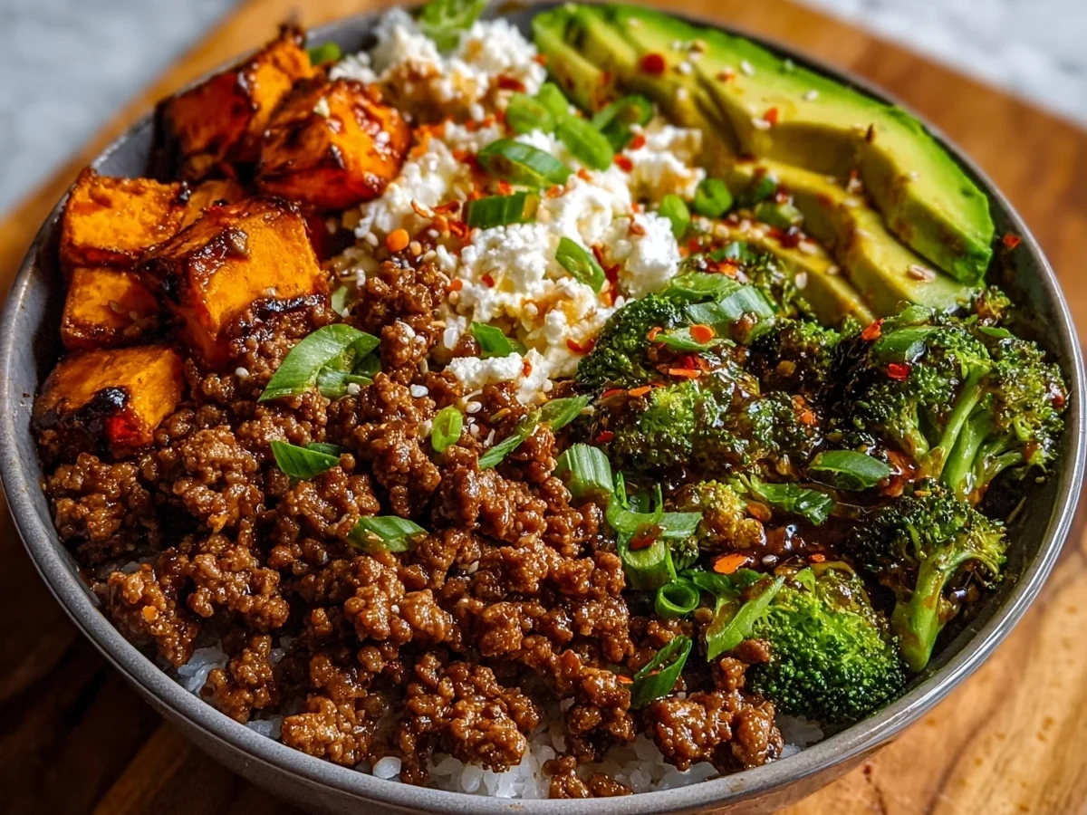 Ground Beef Hot Honey Bowl | High-Protein Sweet & Spicy Meal Prep - Image 1