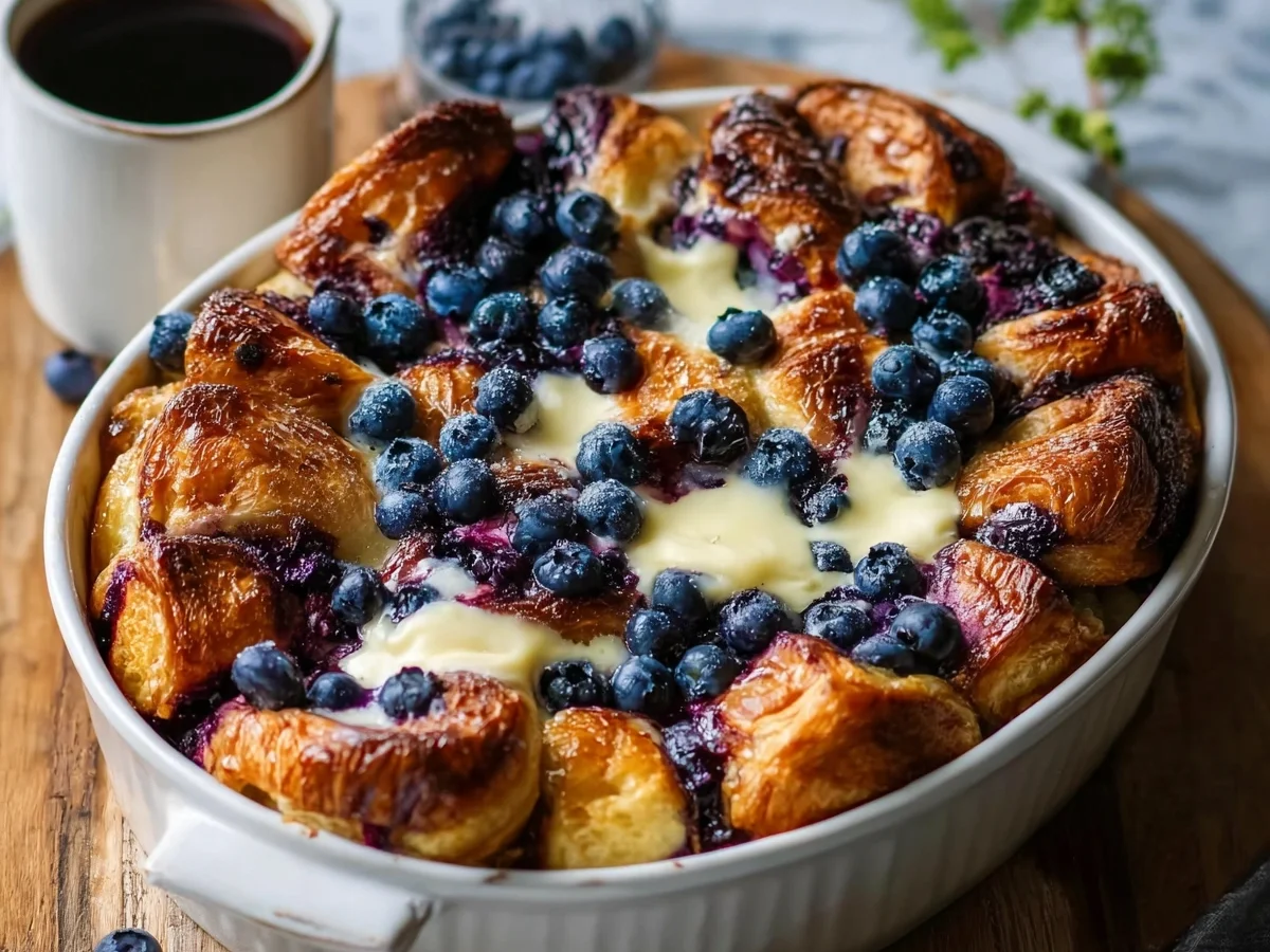 High Protein Blueberry Cream Cheese Croissant Casserole - Image 2