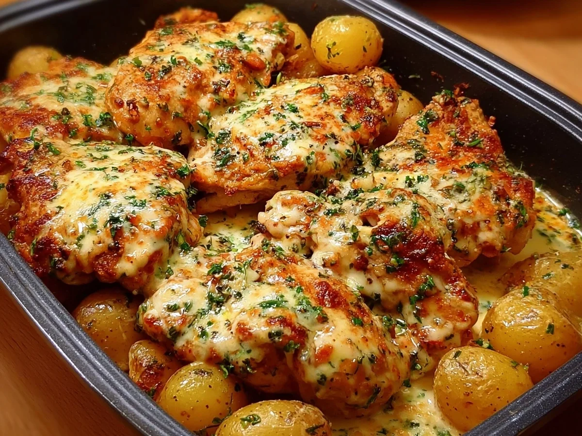 High-Protein Cheesy Garlic Chicken & Potatoes Bake - Image 2