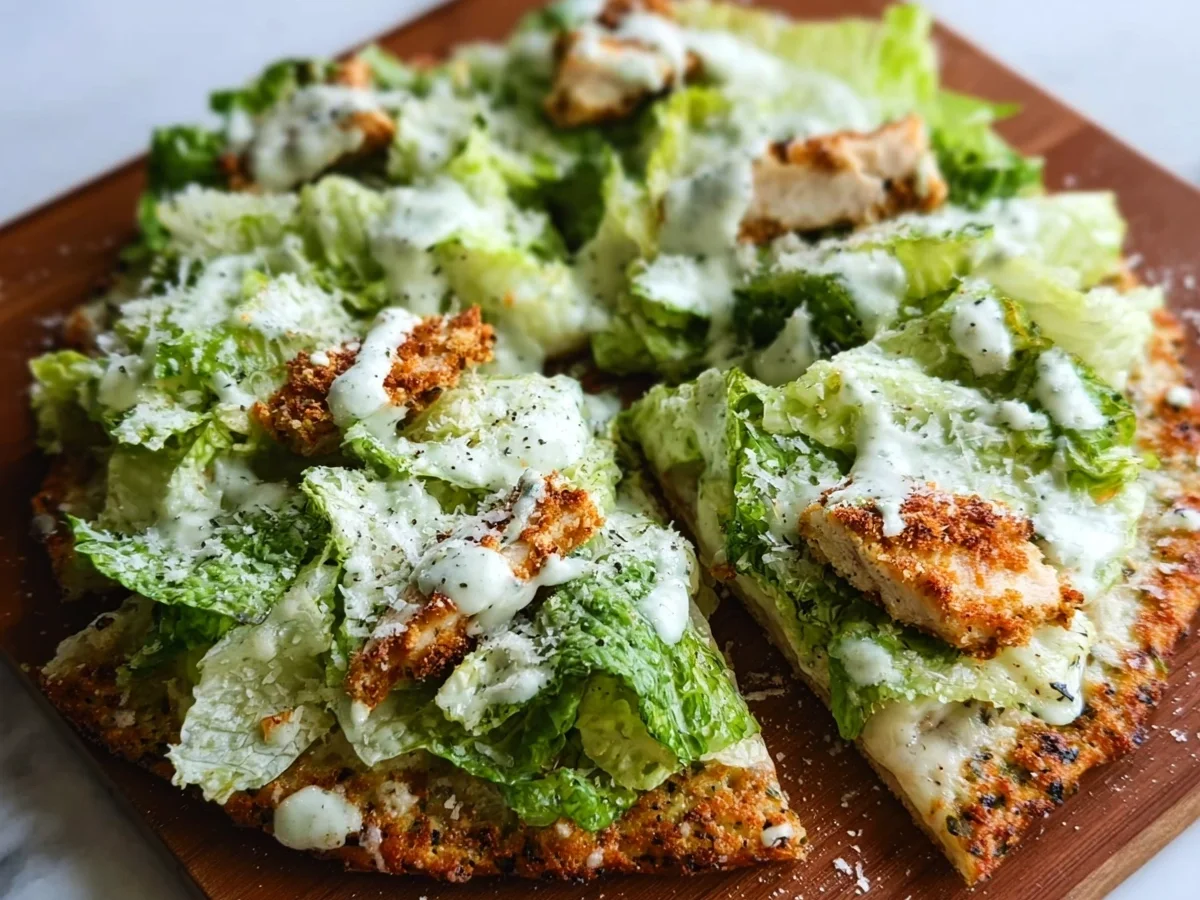 High Protein Chicken Crust Caesar Salad Pizza Dinner - Image 1