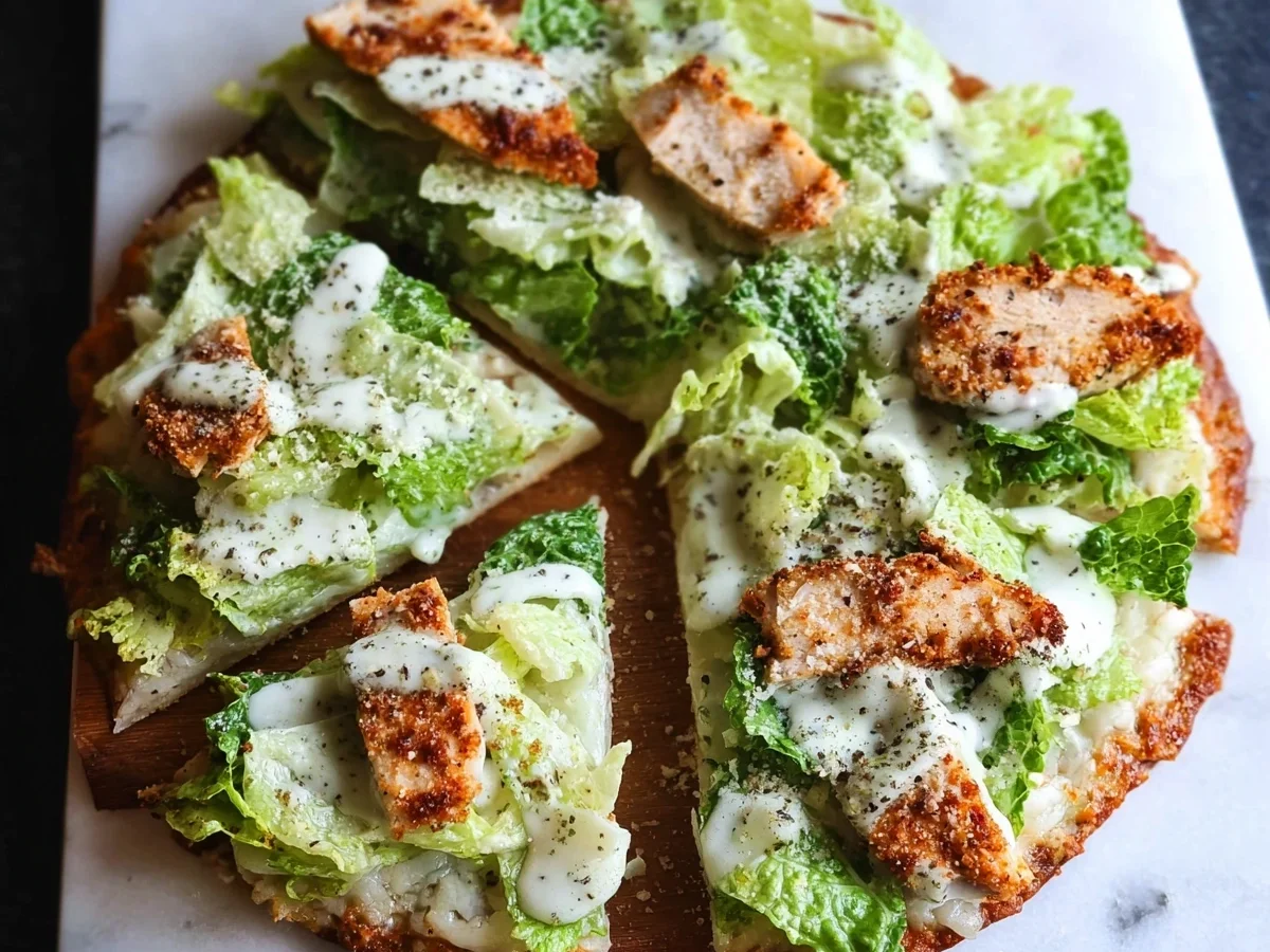 High Protein Chicken Crust Caesar Salad Pizza Dinner - Image 2