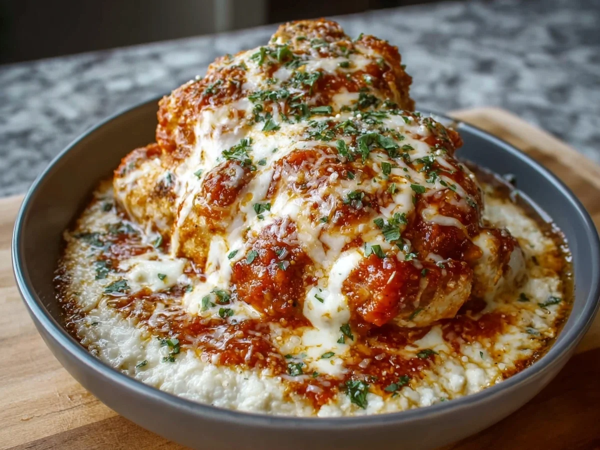 High Protein Cottage Cheese Chicken Parm Bowl - Quick - Image 1