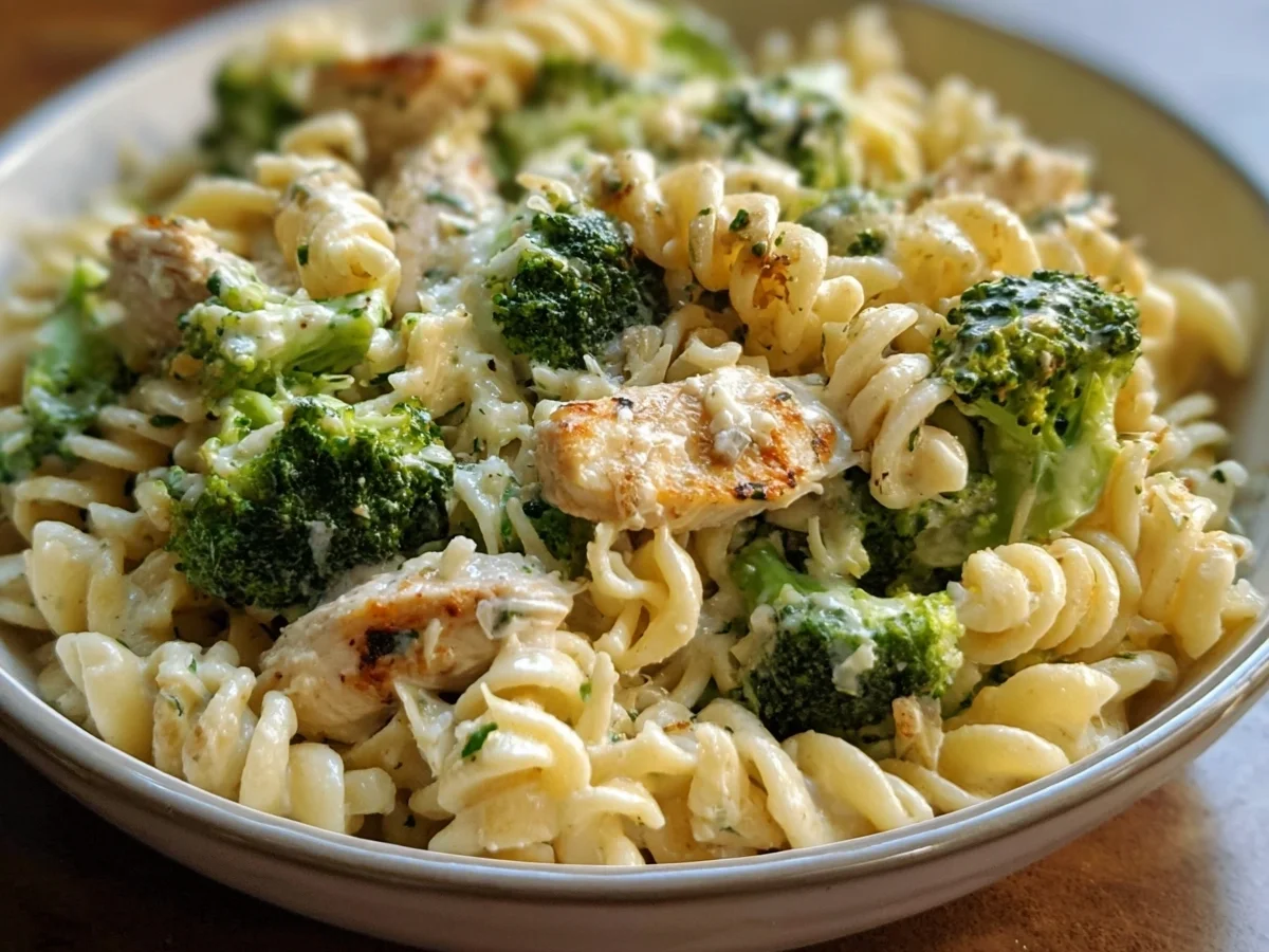 High Protein Creamy Chicken Broccoli Pasta Dinner - Image 1