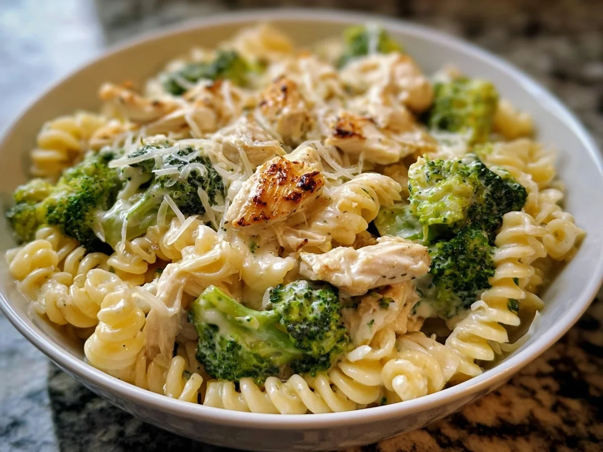 High Protein Creamy Chicken Broccoli Pasta Dinner - Image 2