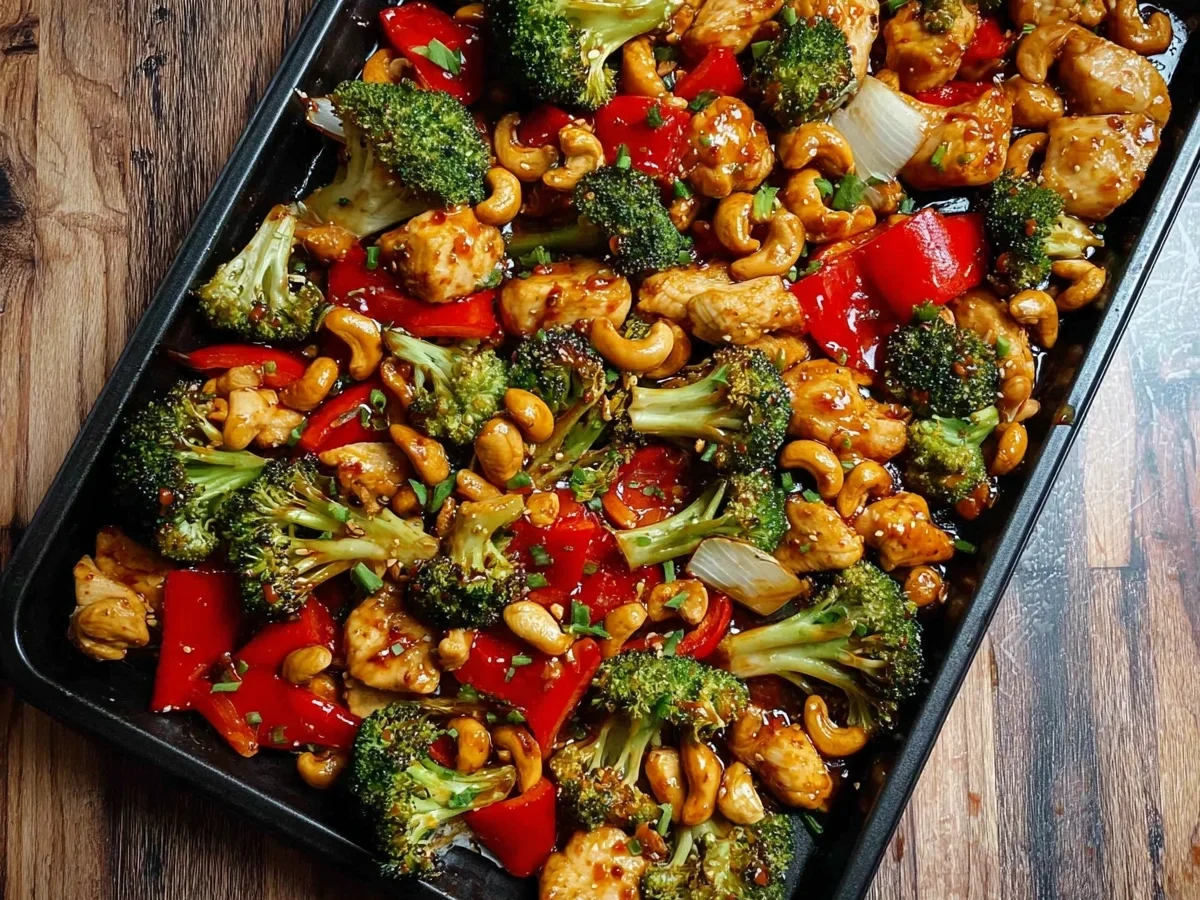 High Protein Easy Sheet Pan Cashew Chicken - Image 1