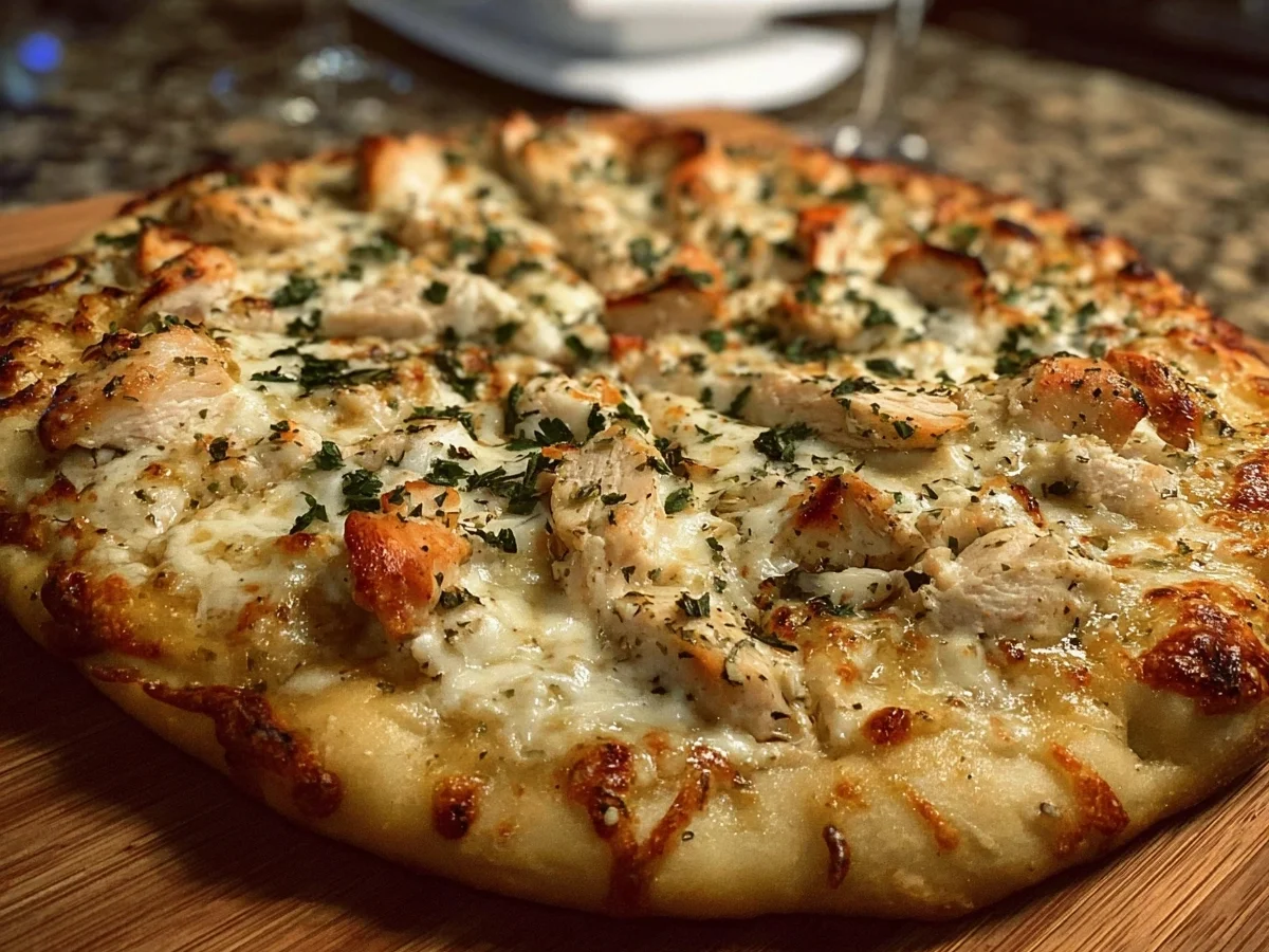 High Protein Roasted Garlic White Chicken Pizza - Image 1