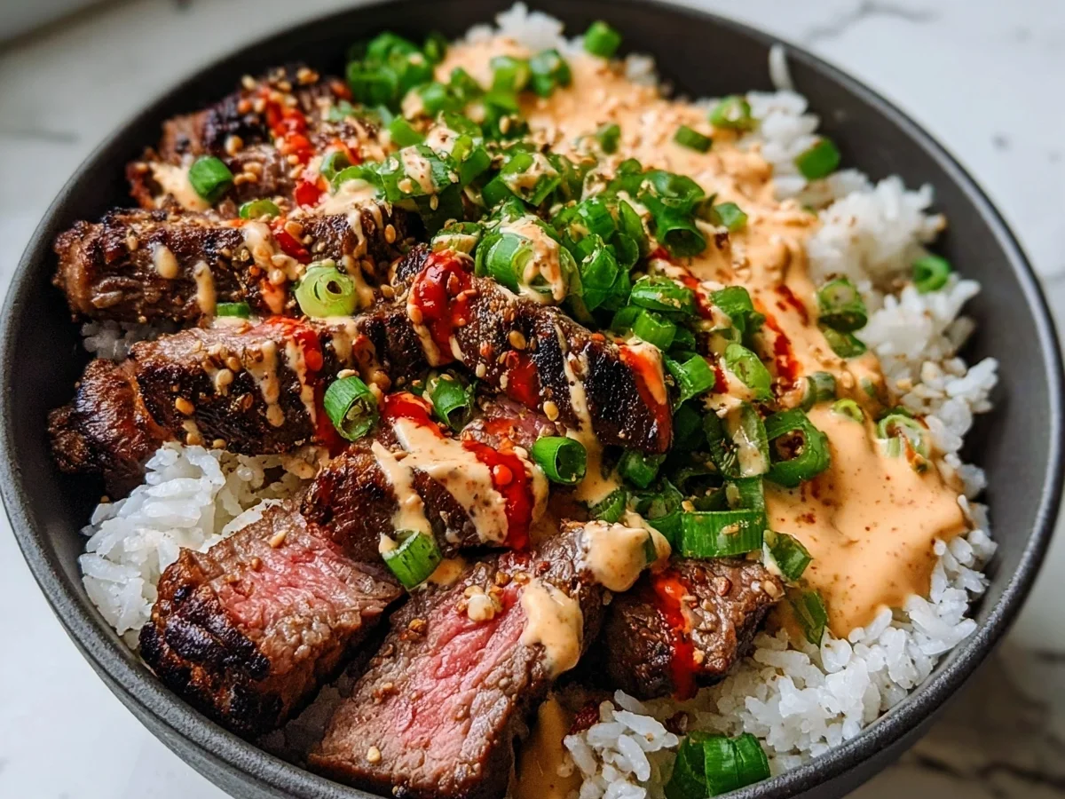 Korean BBQ Steak Rice Bowls with Spicy Cream Sauce - Image 2