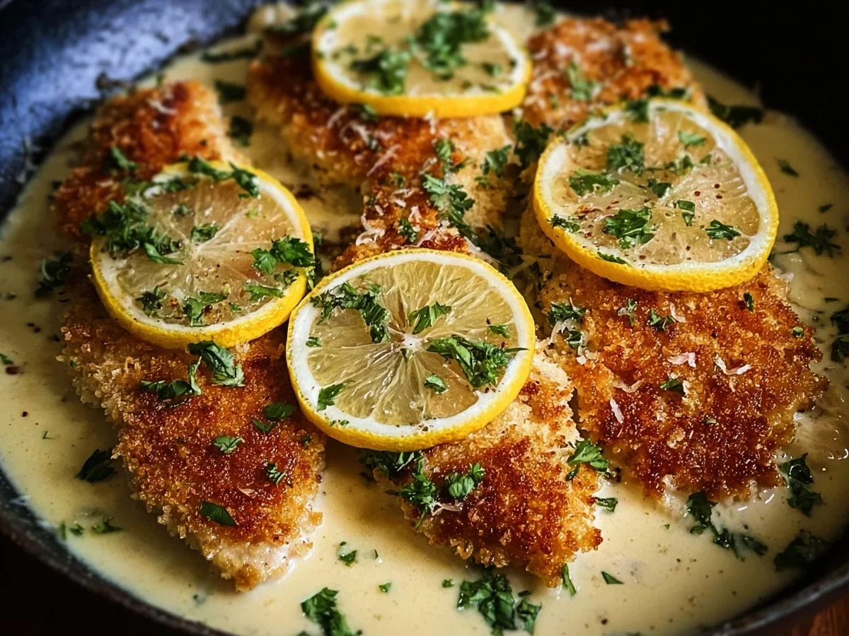 Lemon Pecorino Crusted Chicken with Creamy Sauce - Image 1