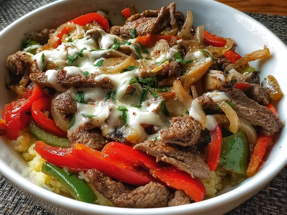 Low Carb Philly Cheesesteak Bowl: High Protein Meal - Image 1