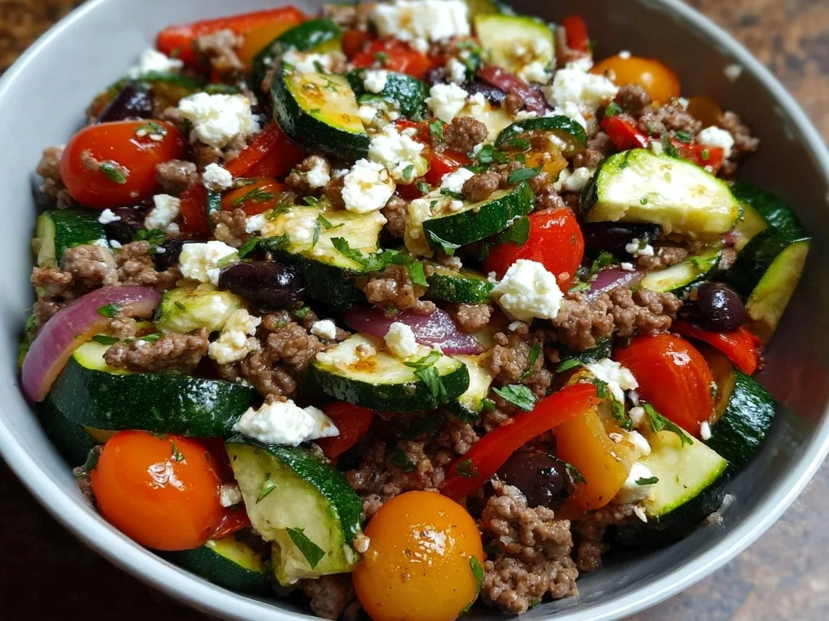 Mediterranean Ground Beef Stir Fry: Quick Low Carb Dinner - Image 1