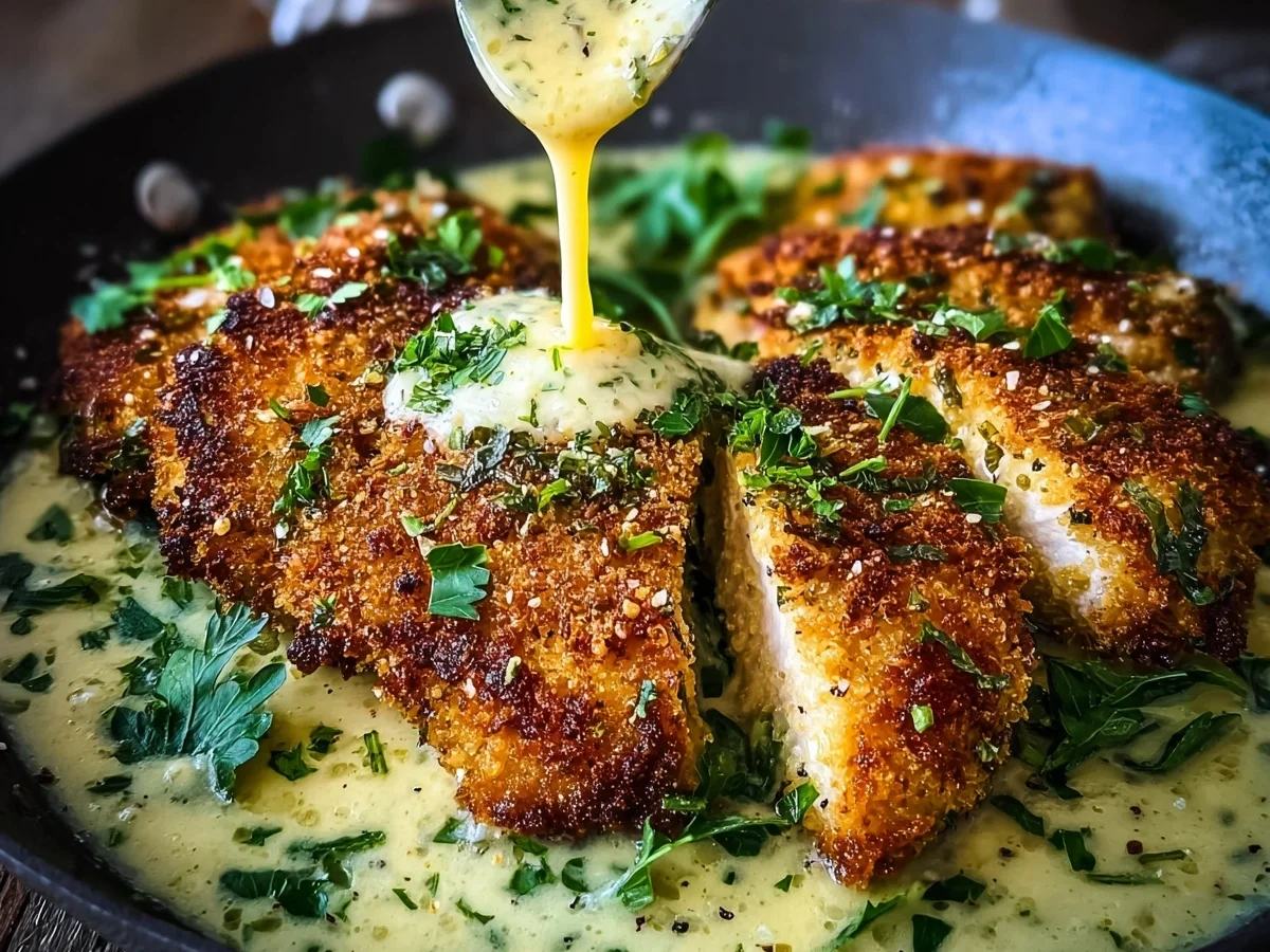 Parmesan Crusted Chicken with Creamy Garlic Sauce - Image 1