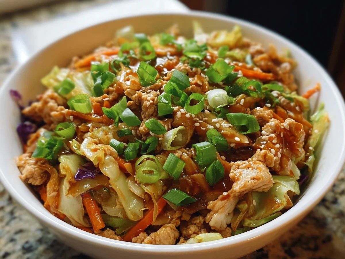 Quick Chicken Egg Roll Bowls with Cabbage - Image 1