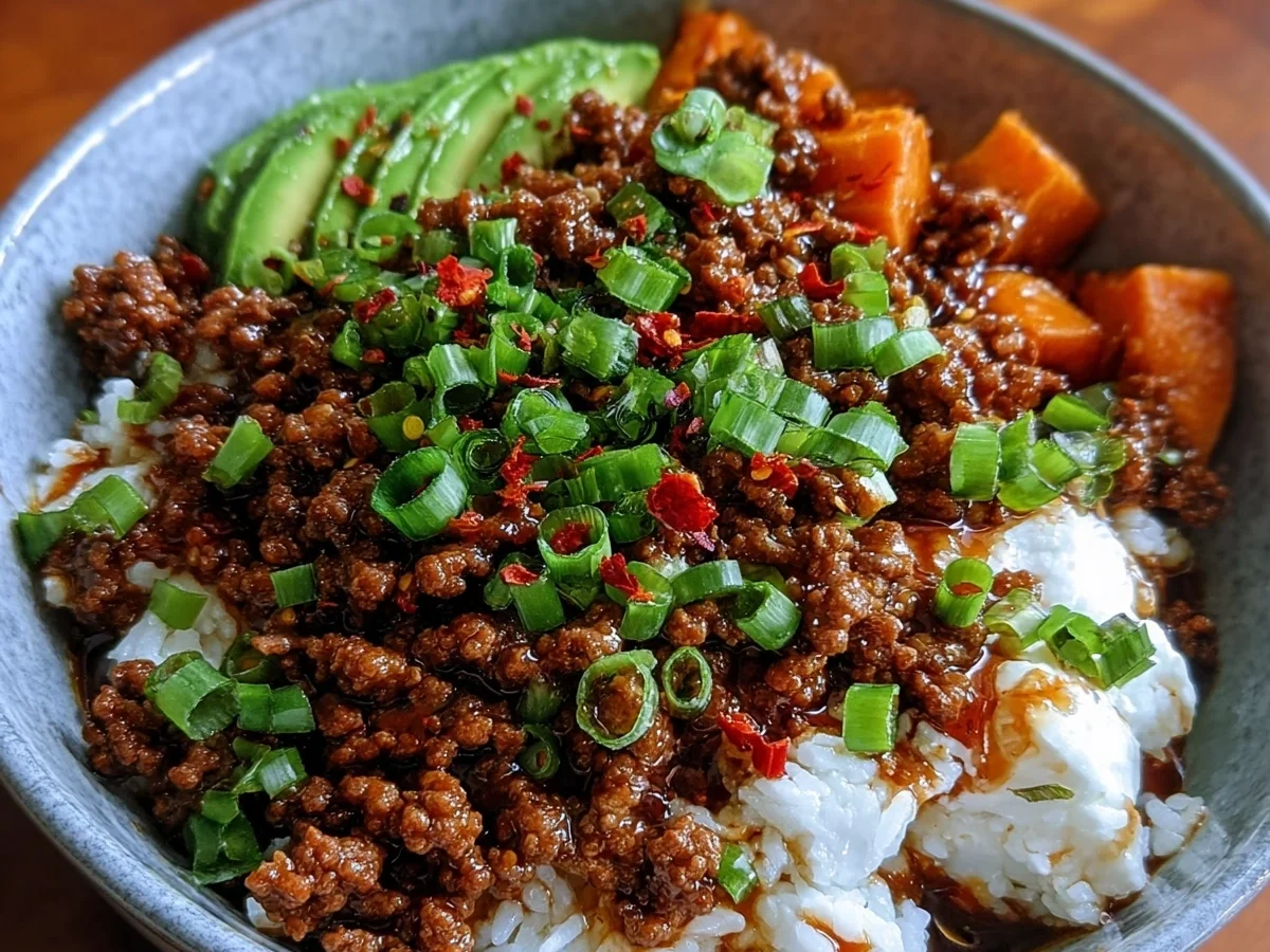 Quick Hot Honey Ground Beef Bowl: High-Protein Dinner - Image 1