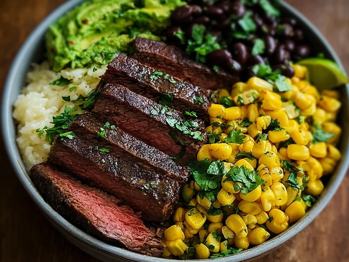Quick Meal Prep Steak Avocado Corn Bowl - Image 1
