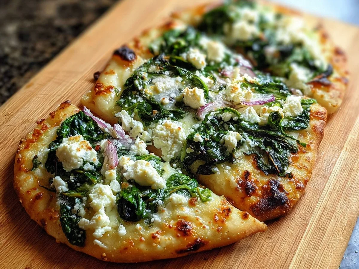 Quick Spinach Feta Flatbread Pizza Recipe - Image 1