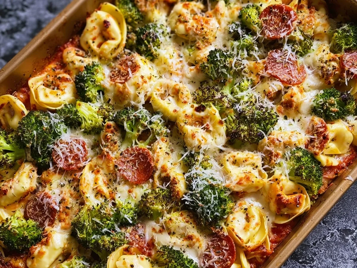 Sheet Pan Broccoli Tortellini Bake: Easy Dinner Recipe - Image 1