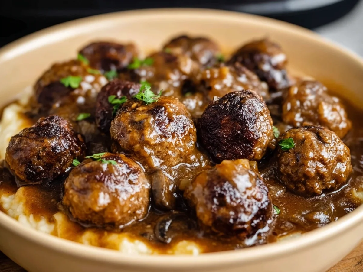 Slow Cooker Salisbury Steak Meatballs with Gravy - Image 2