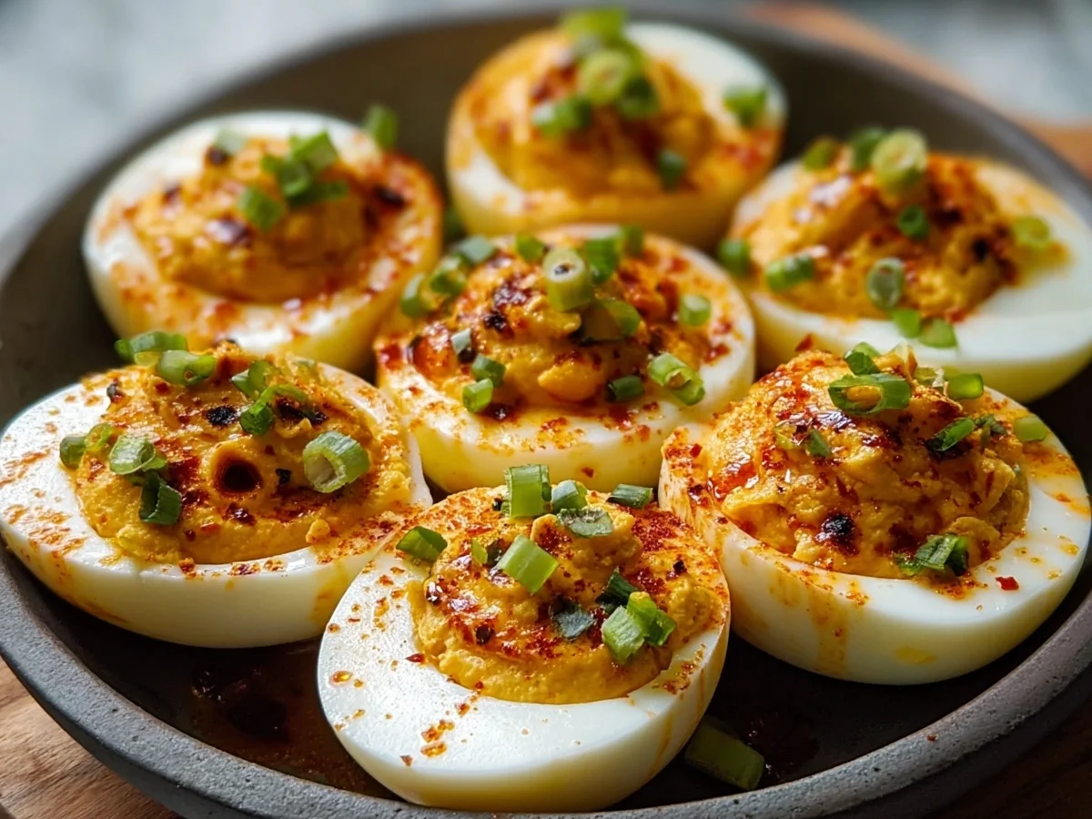 Spicy Chili Garlic Deviled Eggs: High Protein Appetizer - Image 2