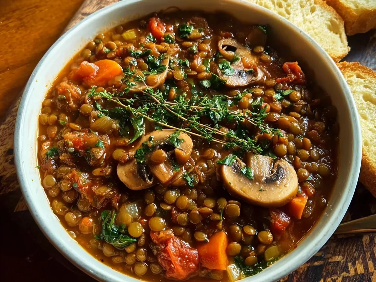 Vegan Lentil Mushroom Stew (18g Protein) - Image 1