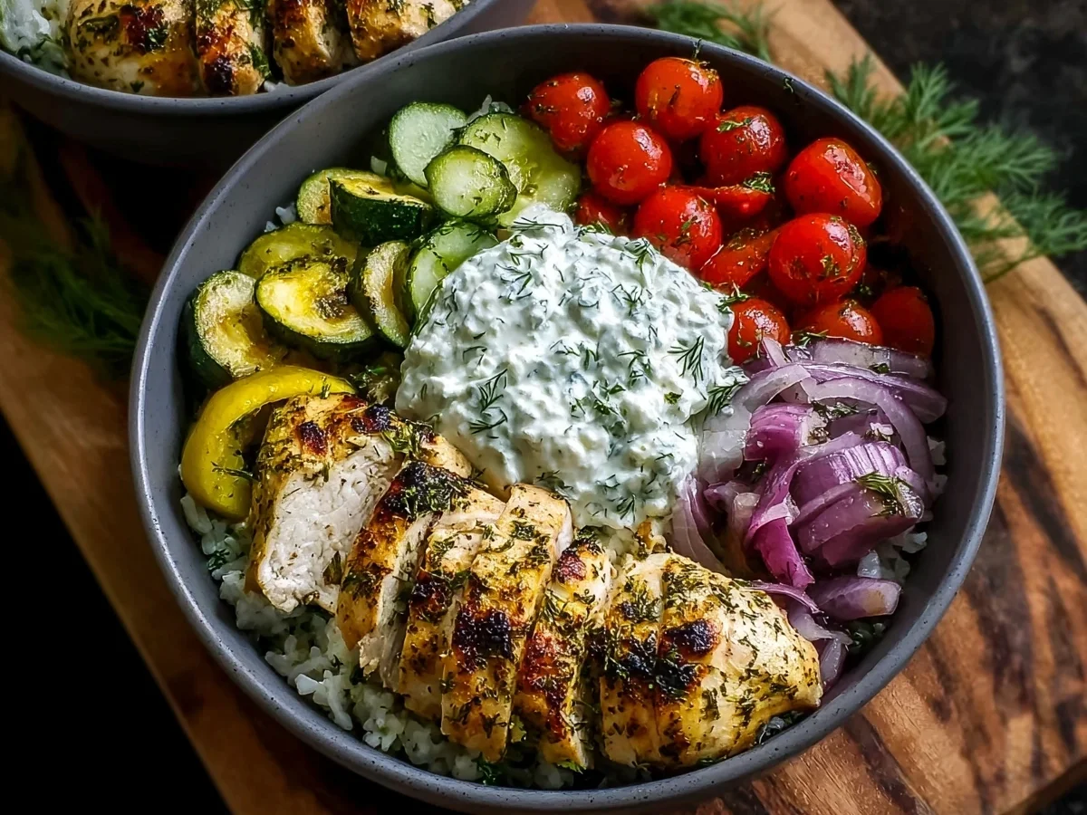 Zesty Mediterranean Chicken Tzatziki Bowls for Meal Prep - Image 1