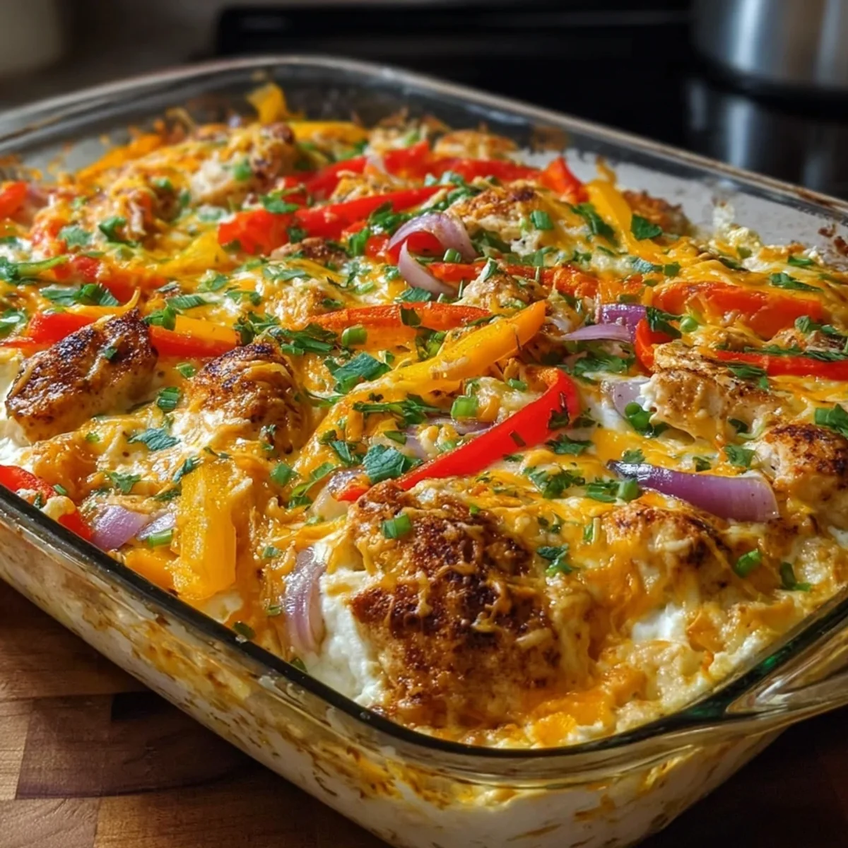 Chicken Fajita Cottage Cheese Bake