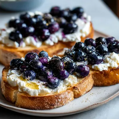 Crispy Air Fryer Blueberry Cottage Cheese Toast Recipe