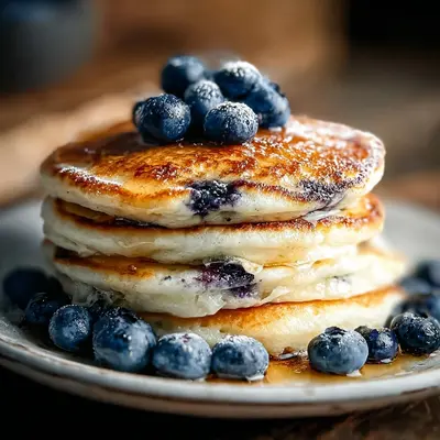 Fluffy Greek Yogurt Blueberry Pancakes