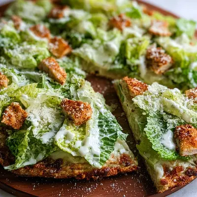 High Protein Chicken Crust Caesar Salad Pizza Dinner
