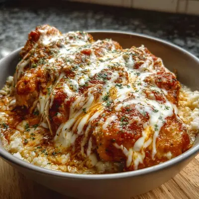 High Protein Cottage Cheese Chicken Parm Bowl - Quick