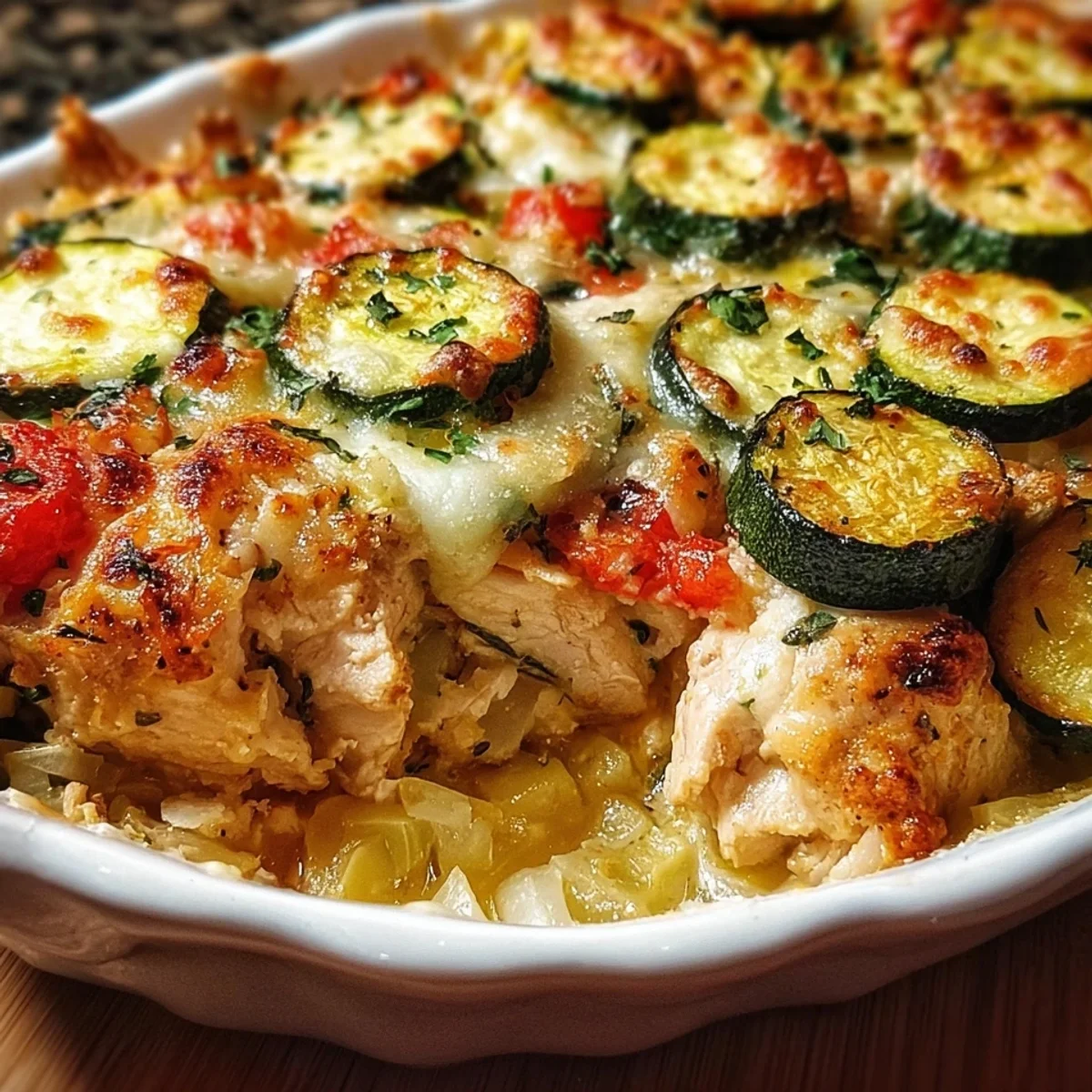 High Protein Easy Chicken Zucchini Bake