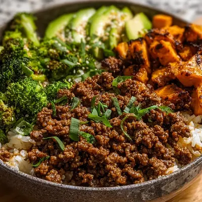 High Protein Ground Beef Hot Honey Bowl