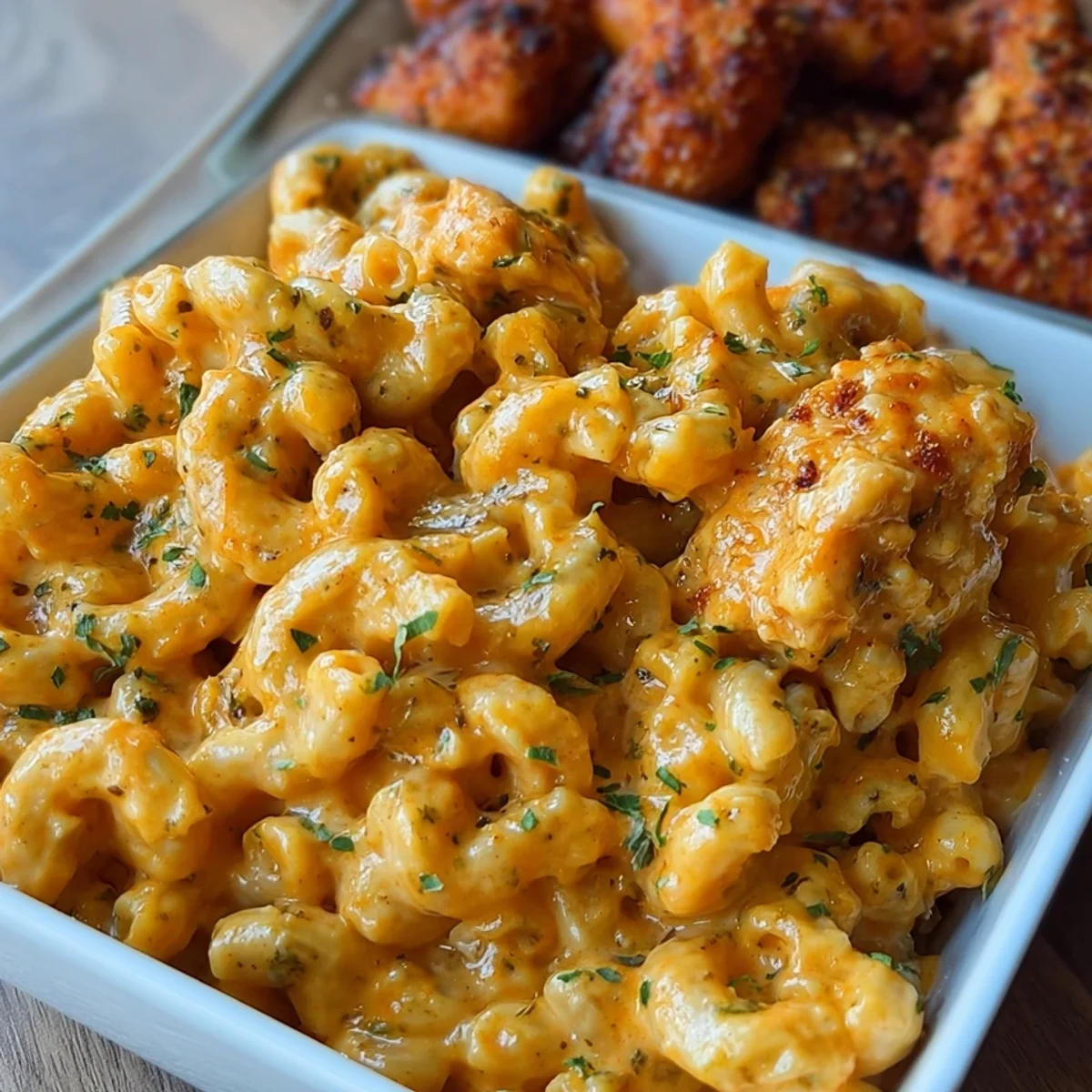 High Protein Honey Garlic Chicken Mac & Cheese