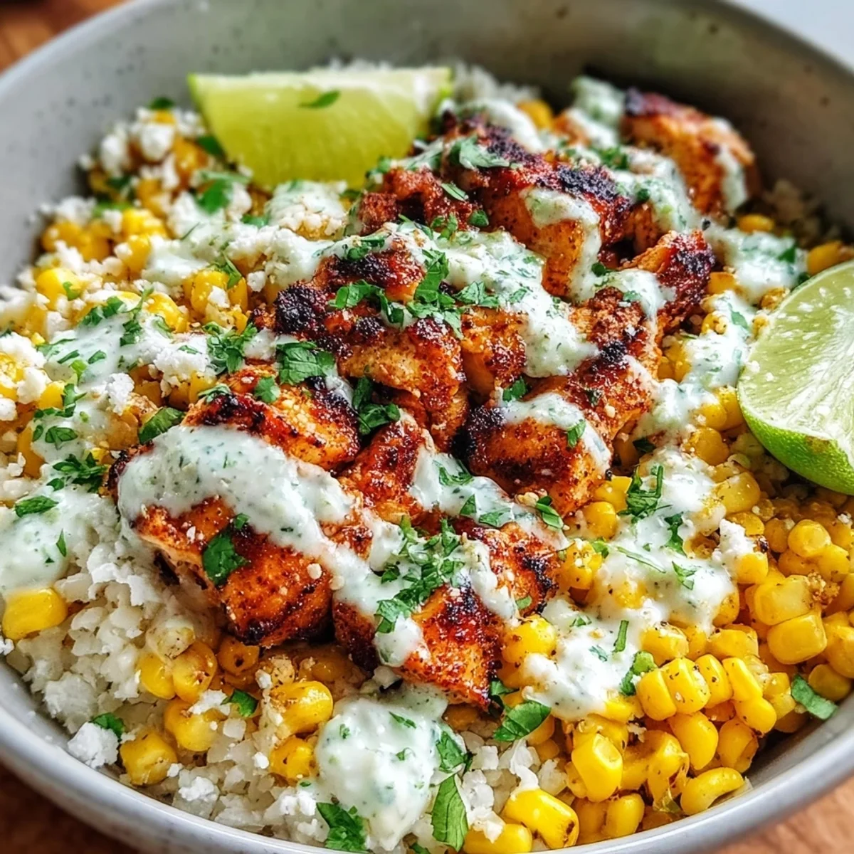 High Protein Street Corn Chicken Bowl - Quick Meal Prep