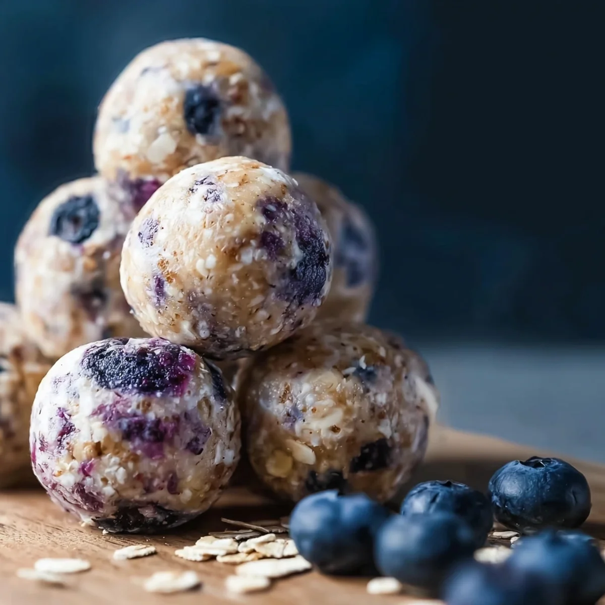 No-Bake Blueberry Cheesecake Protein Bites
