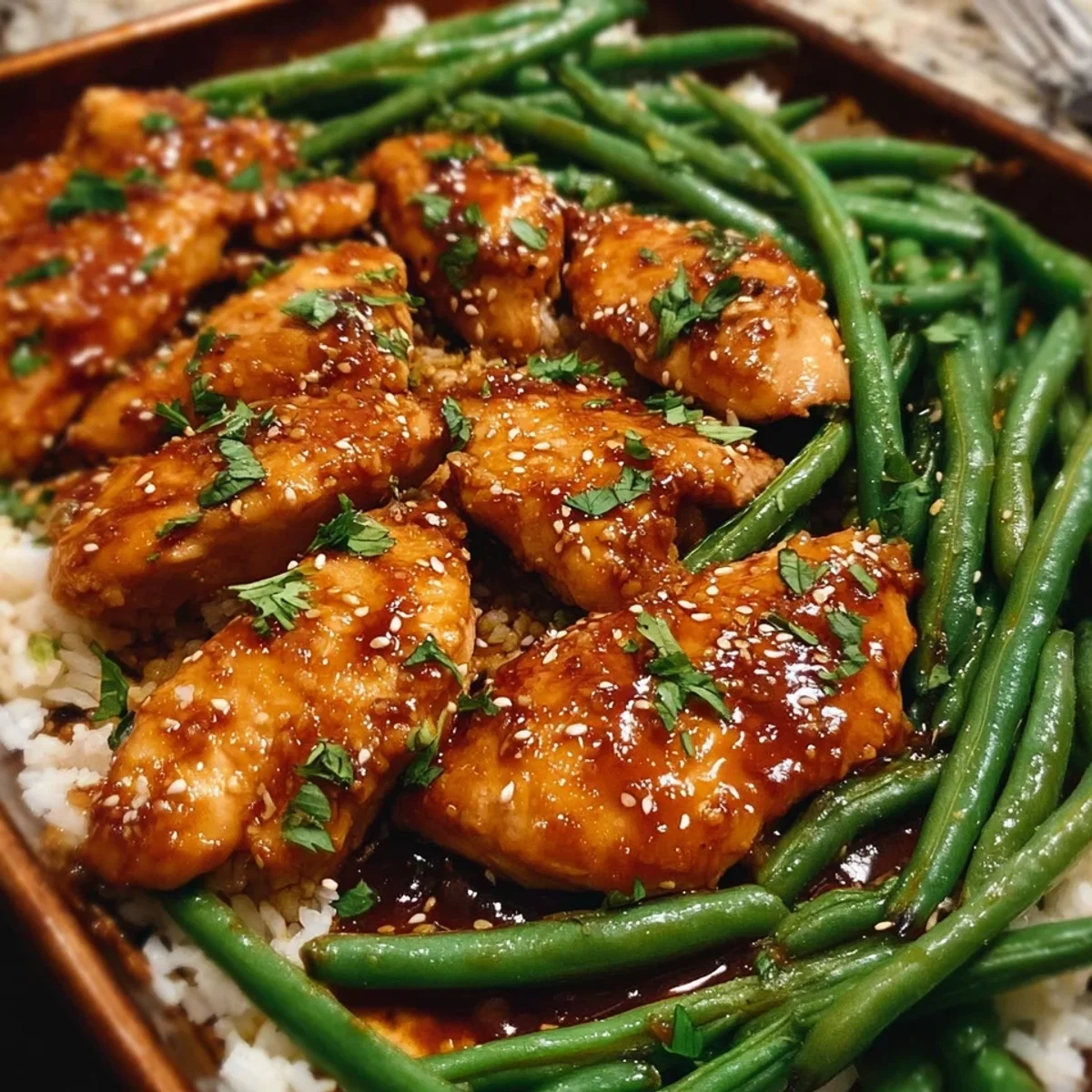 One-Pan Honey Garlic Chicken & Green Beans Recipe