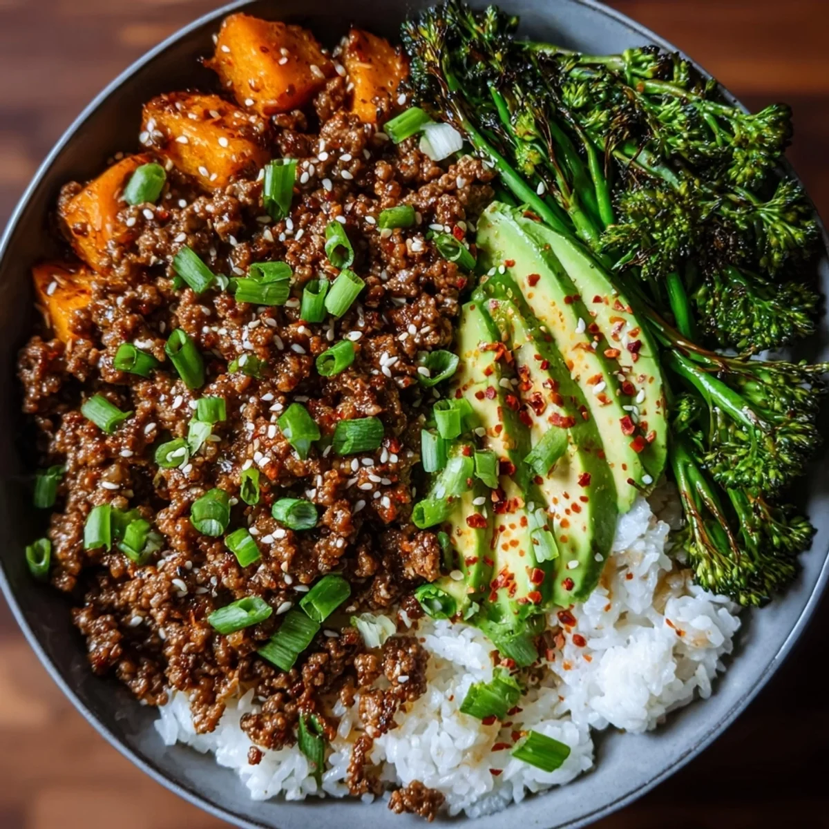 Quick Ground Beef Hot Honey Bowl | High Protein Meal Prep