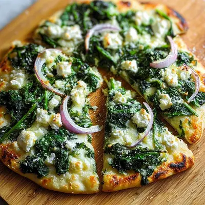 Quick Spinach Feta Flatbread Pizza Recipe