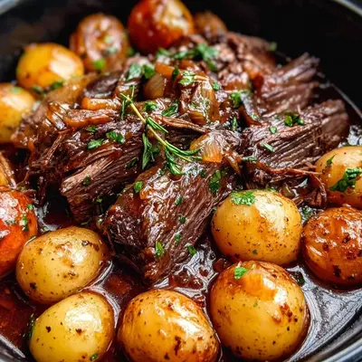 Slow Cooker Garlic Butter Beef & Potatoes